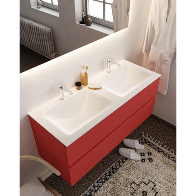 Mondiaz VICA ensemble de meuble de salle de bain - 120cm - meuble sous-vasque fire - 2 tiroirs - lavabo cloud double - 2 trous de robinet - miroir LED - version XL 60cm de haut