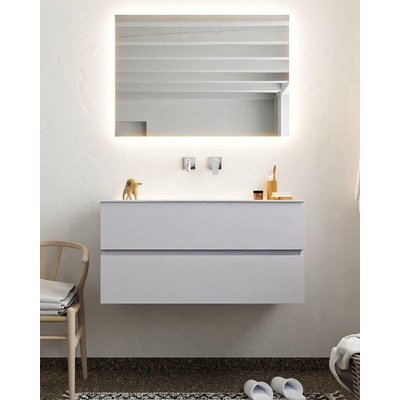 Mondiaz VICA ensemble de meuble de salle de bain - 100cm - meuble sous-vasque cale - 2 tiroirs - lavabo moon milieu - sans trou de robinet - miroir LED - version XL 60cm haut