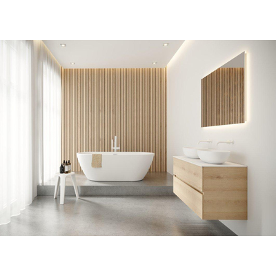 Riho Inspire vrijstaand bad - 180x80cm - met chromen badvuller - acryl Wit/Zwart mat