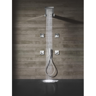Hotbath Mate Hoofddouche - rechthoek - 16.5x53.7cm - waterval - cascade - PVD - geborsteld gunmetal (antraciet)