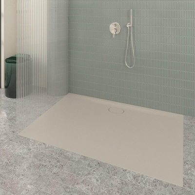 Villeroy & Boch Ecora douchebak - 150x100x3.5cm - afvoer lange zijde - almond (beige)