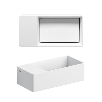 Clou New Flush 3 fontein 35x18cm inclusief afvoerplug met afvoerplaat voorbewerking voor kraangat links Wit mat