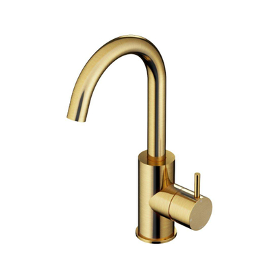 Hotbath Cobber Wastafelmengkraan - 27.8cm - 1 gats - met draaibare uitloop - zonder waste - PVD - geborsteld messing (goud)