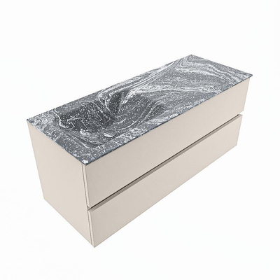 Mondiaz VICA-DLUX ensemble de meuble de salle de bain - 120cm - meuble sous lavabo lin - 2 tiroirs - lavabo encastrée nuage gauche - sans trous de robinet - version haute de 60cm - lave