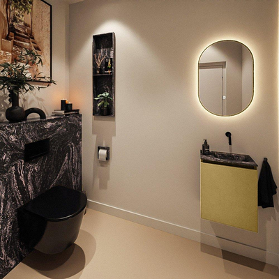 MONDIAZ TURE-DLUX 40cm toiletmeubel Oro. EDEN wastafel Lava positie rechts. Zonder kraangat.