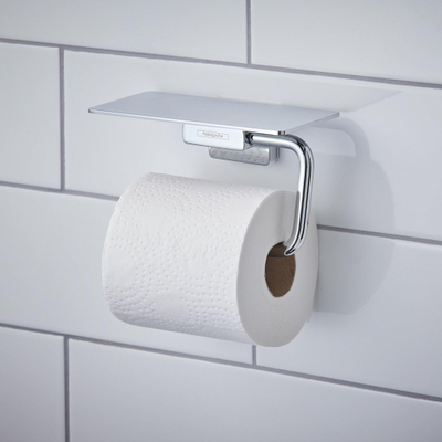 Hansgrohe AddStoris Q closetrolhouder - met planchet - hoogglans chroom