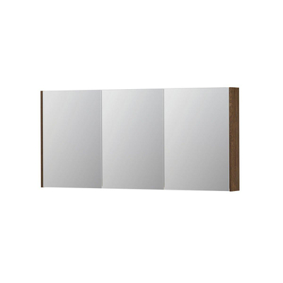 INK SPK2 spiegelkast – 160x74x14 cm – 3 deuren, dubbelzijdige spiegeldeuren – Massief eiken Chocolate