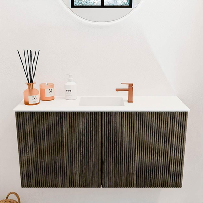 Mondiaz JOYA 80cm toiletmeubel - kleur Shadow - Wastafel FAYE positie Midden 1 kraangat kleur Talc.