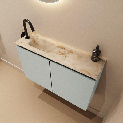 MONDIAZ TURE-DLUX 80cm toiletmeubel Greey. EDEN wastafel Frappe positie links. Met 1 kraangat.