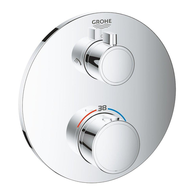 Grohe Grohtherm Inbouwthermostaat - 2 knoppen - rond - chroom