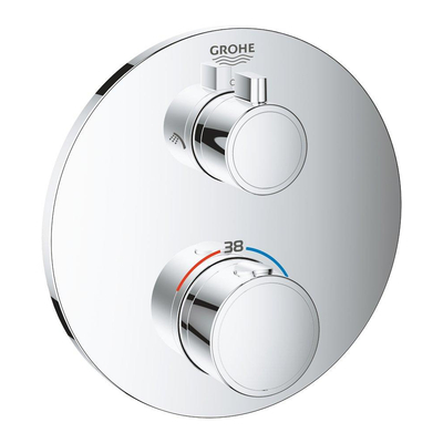 Grohe Grohtherm Mitigeur thermostatique encastré - 2 boutons - inverseur - rond - chromé