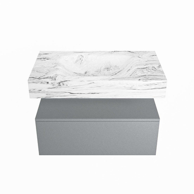 MONDIAZ ALAN-DLUX badkamermeubelset 80cm badmeubel onderkast Plata 1 lade met vrijhangende wastafel CLOUD midden 1 kraangat kleur Glace