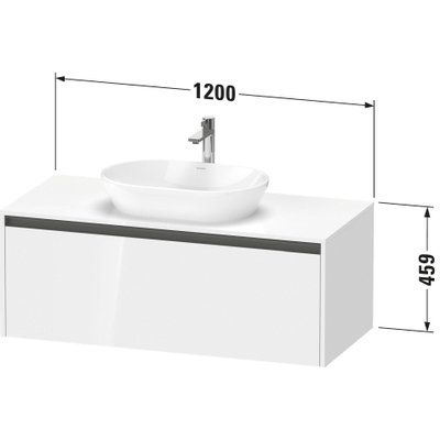 Duravit Ketho 2 meuble sous-lavabo avec plan console inclus avec 1 tiroir 120x55x45.9cm avec poignée anthracite gris béton mat