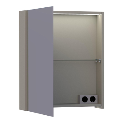 BRAUER Dual Armoire de toilette 59x70x15cm éclairage intégré rectangulaire 1 portes pivotantes MDF Taupe mat