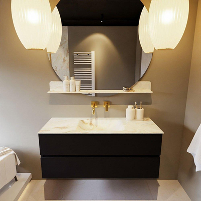 Mondiaz VICA-DLUX ensemble de meuble de salle de bain - 120cm - meuble sous-vasque urban - 2 tiroirs - lavabo encastré cloud milieu - sans trous de robinet - version haute de 60cm - frape