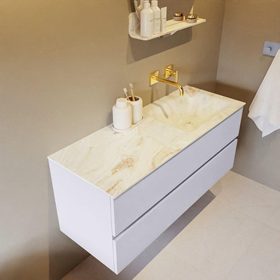 MONDIAZ VICA-DLUX Ensemble meuble de salle de bains - 120cm - meuble bas cale - 2 tiroirs - lavabo encastré cloud à droite - sans trous de robinet - version haute 60cm - frape