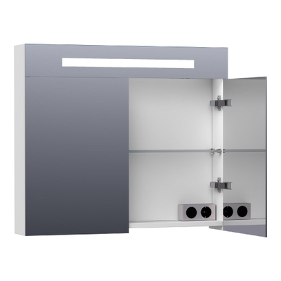 BRAUER Promise Deluxe spiegelkast – 119x70x15 cm – directe LED – 2 deuren, dubbelzijdige spiegeldeuren – Wit mat