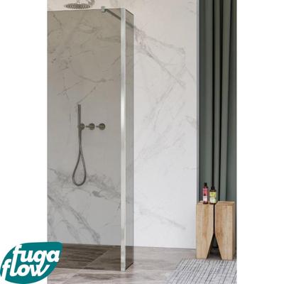 FugaFlow Eccelente Vetro Paroi latérale - 30x200cm - verre fumé - 8mm - avec profilé d'angle - Chrome