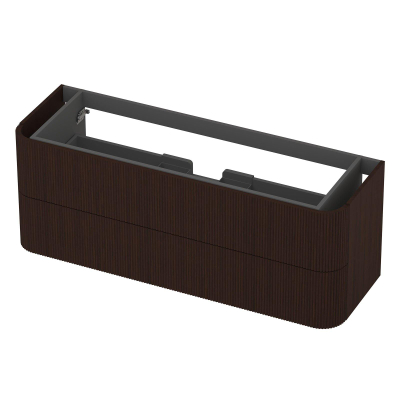 INK Concept R Wastafelonderkast - 140x45x52cm - 2 lades - opliggende grepen - gefreesd - afgeronde hoeken - MDF - dark veneer