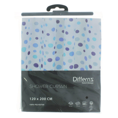 Differnz Rideau de douche Circles Polyester 120x200cm Bleu