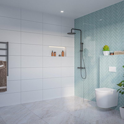 FugaFlow Eccelente Vetro Douche à l'italienne - verre clair - 30x200cm - 8mm - nano - profil encastré aveugle