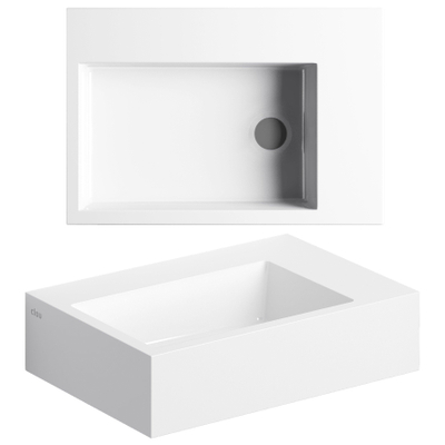 Clou Flush 2 Plus fontein 42.5x10.5cm voorbewerkt kraangat mineraalsteen Wit