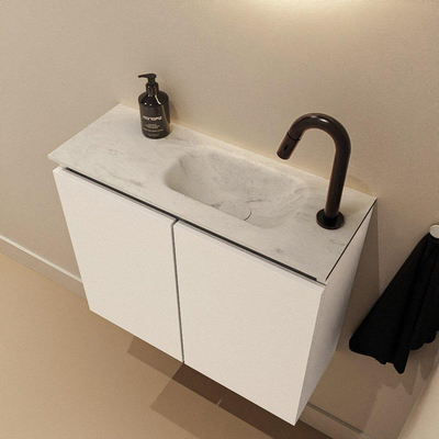 MONDIAZ TURE-DLUX Meuble de WC 60 cm Talc. EDEN vasque Opalo position droite. Avec 1 trou de robinet.