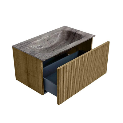 MONDIAZ KURVE-DLUX 80cm badmeubel kleur Dusk met 1 lade en 0 deuren. Wastafel BIG SMALL Midden 1 kraangat Oza.