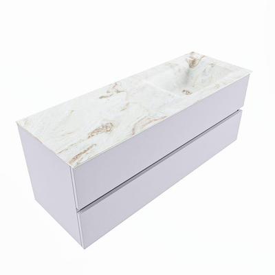 MONDIAZ VICA-DLUX Ensemble meuble de salle de bains - 130cm - meuble bas cale - 2 tiroirs - lavabo encastré cloud à droite - sans trous de robinet - version hauteur 60cm - frape