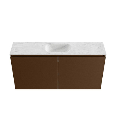 MONDIAZ TURE-DLUX 100cm toiletmeubel Rust. EDEN wastafel Opalo positie midden. Met 1 kraangat.