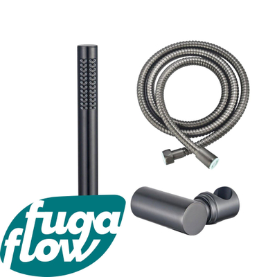 FugaFlow Eccelente Sobrado Badkamer handdoucheset incl. staafhanddouche, houder en anti-twist doucheslang Gunmetal PVD - Black Friday -