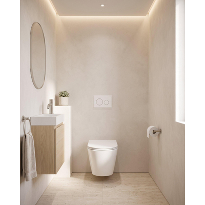 QeramiQ Dely Pack WC - 36,3x51,7cm - à fond creux - sans bride - réservoir encastré Geberit UP720 - abattant WC softclose 35 mm - plaque de déclenchement blanche mate - boutons rectangulaires - blanc mat