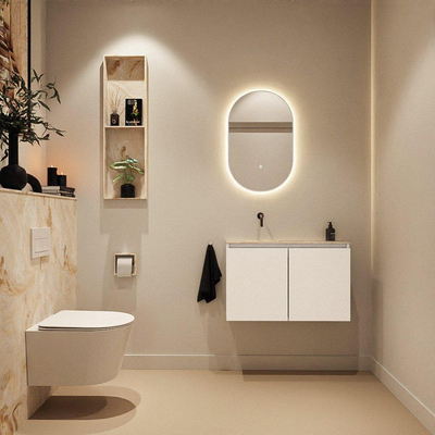 MONDIAZ TURE-DLUX 80cm toiletmeubel Talc. EDEN wastafel Frappe positie links. Zonder kraangat.