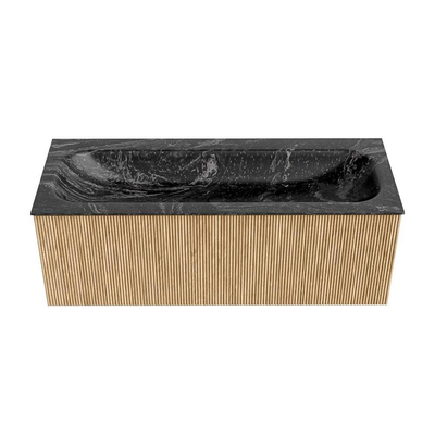 MONDIAZ KURVE-DLUX 120cm Meuble salle de bain - couleur Oak - 1 tiroir - vasque BIG LARGE centre - sans trou de robinet - couleur Lava