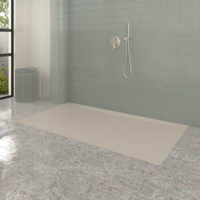 Villeroy & Boch Ecora douchebak - 180x100x3.5cm - afvoer lange zijde - almond (beige)