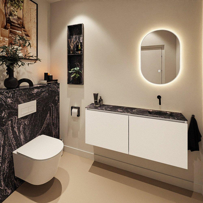 MONDIAZ TURE-DLUX meuble WC 120 cm Talc. EDEN lavabo Lava position à droite. Sans trou de robinet.