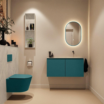 MONDIAZ TURE-DLUX Meuble toilette - 100cm - Smag - EDEN - vasque Opalo - position droite - sans trou de robinet
