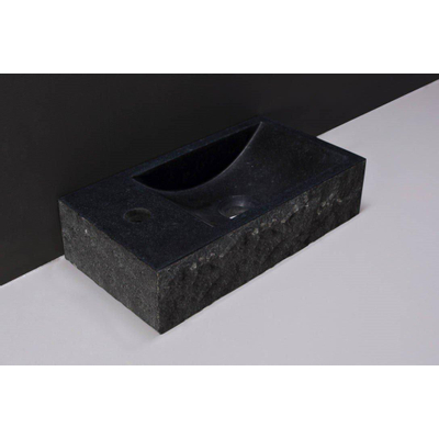 Forzalaqua Venetia lavabo 40x22x10cm à droite 1 trou de robinet à gauche Pierre naturelle Granit adouci & taillé