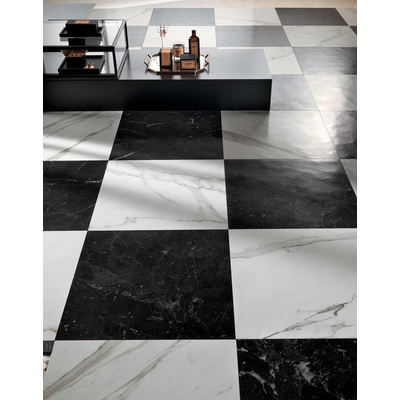 ÉCHANTILLON Terravito Fareno Carrelage murale et de sol - 60x60cm - 9mm - Carré - rectifié - Aspect marbre - Anthracite mat