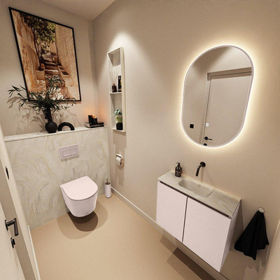 MONDIAZ TURE-DLUX meuble de toilettes 60 cm Rosee. Lavabo EDEN Ostra position milieu. Sans trou de robinet.