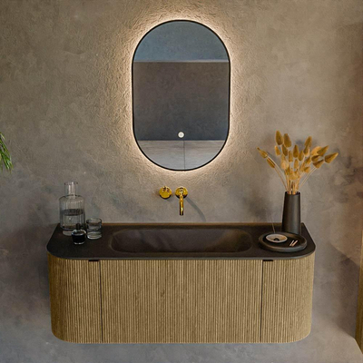 Mondiaz KURVE Badkamermeubelset - 120x46x40cm - 1 lade - 2 deuren - wastafel solid surface - midden - zonder kraangat - Dusk