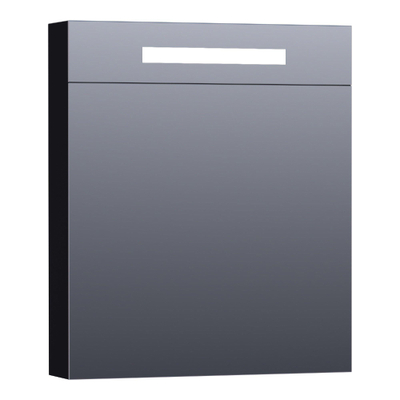 BRAUER Double Face Armoire de toilette 59x70x15cm éclairage intégré rectangulaire 1 portes pivotantes MDF Noir Mat