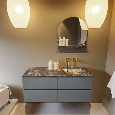 Mondiaz VICA-DLUX ensemble de meuble de salle de bain - 120cm - meuble sous-vasque plata - 4 tiroirs - lavabo encastrée cloud droite - sans trous de robinet - version haute de 60cm - lave