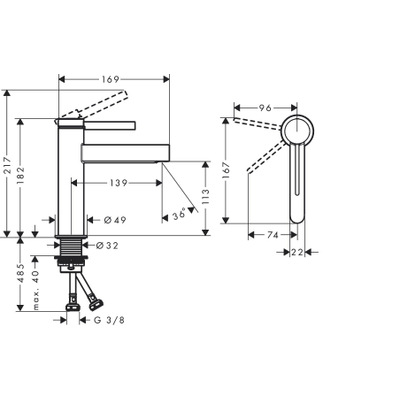 Hansgrohe Finoris Wastafelmengkraan - 11cm - coolstart - afvoerplug - brons