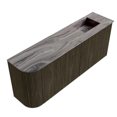 Mondiaz JOYA-DLUX Meuble de salle de bains - 101,6cm - arrondi gauche couleur Shadow - Vasque FAYE position Droite 1 trou de robinet couleur Sombra.