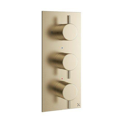 Crosswater MPRO mitigeur de douche encastré thermostatique vertical 2 robinets d"arrêt partie visible laiton brossé