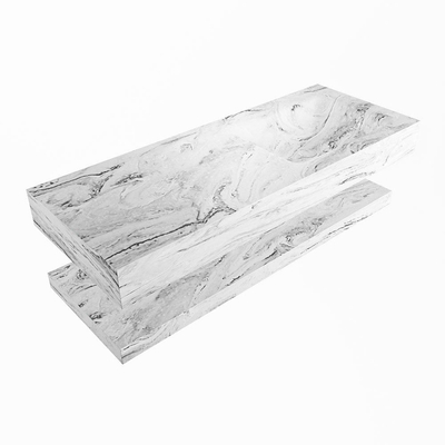 Mondiaz ALAN-DLUX Ensemble de meuble - 120cm - meuble Glace mat - 0 tiroirs - Lavabo Cloud Glace suspendu - vasque Droite - 0 trous de robinet