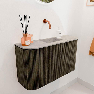 Mondiaz JOYA-DLUX 73.2cm toiletmeubel - ronding links en rechts kleur Shadow - Wastafel FAYE positie Midden Zonder kraangat kleur Glace.