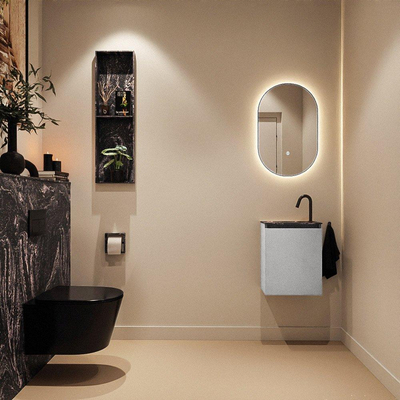 MONDIAZ TURE-DLUX 40cm toiletmeubel Plata. EDEN wastafel Lava positie links. Met 1 kraangat.