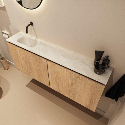 MONDIAZ TURE-DLUX 120cm toiletmeubel Washed Oak. EDEN wastafel Ostra positie links. Zonder kraangat.